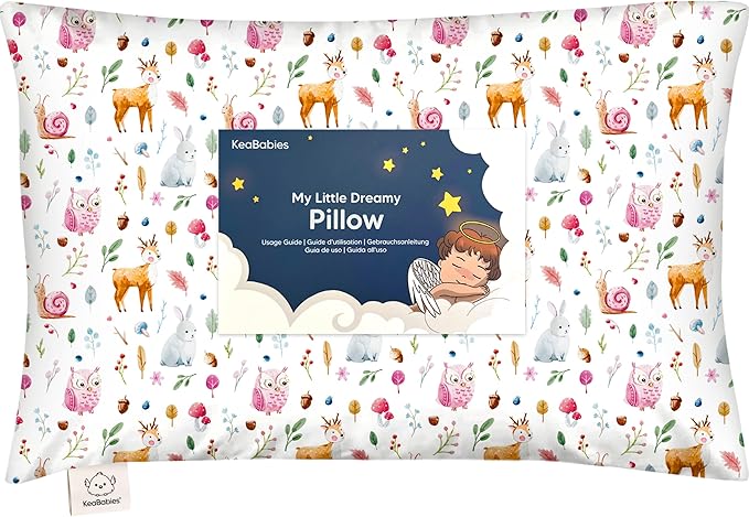 Toddler Pillow with Pillowcase - 13x18 My Little Dreamy Kids Travel Bed Pillows for Sleeping, Organic Cotton Small Pillowcase, Soft & Breathable, Machine Washable, Toddlers 2-5 years old (Forestland)
