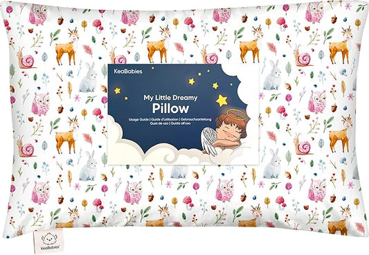 Toddler Pillow with Pillowcase - 13x18 My Little Dreamy Kids Travel Bed Pillows for Sleeping, Organic Cotton Small Pillowcase, Soft & Breathable, Machine Washable, Toddlers 2-5 years old (Forestland)