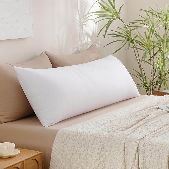 Leeden Full Body Pillow for Adults, Firm and Fluffy Long Pillow Insert, Breathable Pillow for Side Sleepers and Bed Support，20x54 White