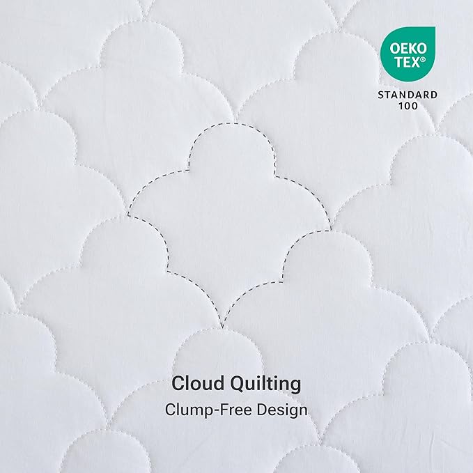 Sleep Philosophy Full Mattress Pad, Cotton Mattress Protector Classic Cloud Quilted Bed Cover, All Natural Breathable Mattress Topper Fitted Pocket Fits Up to 18", Machine Washable, White