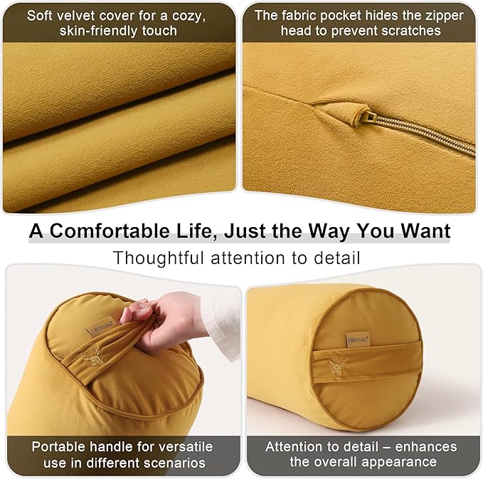 Body Pillow for Adults,Long Round Pillow,Big Cylindrical Pillow,Large Full Bolster Pillows for Side Sleepers (Honey Yellow, 39.37"*7.87")