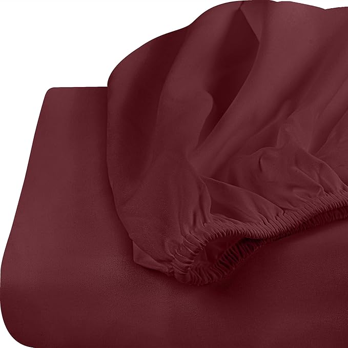 Utopia Bedding Twin XL Fitted Sheets - Bulk Pack of 2 Bottom Sheets - Soft Brushed Microfiber - Deep Pockets - Shrinkage & Fade Resistant - Easy Care (Twin XL, Burgundy)