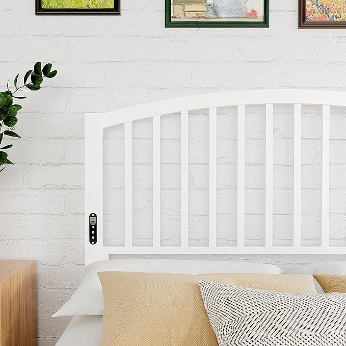 Weehom Full Size Headboard Only, Modern Headboard for Full Size Bed with LED Light, USB & Type C Port and Touch & Remote Control, Metal Headboard, Sturdy and Stable, Easy Assembly, White
