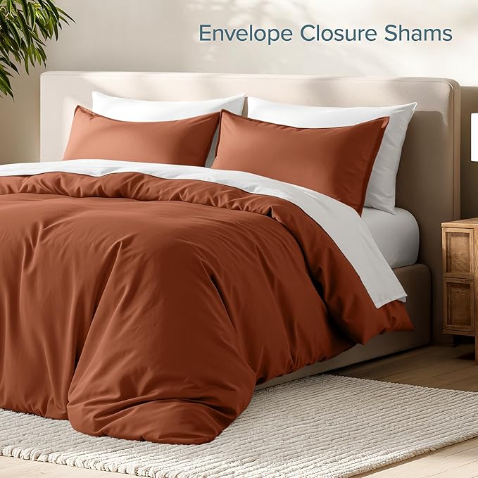 Bare Home Bedding Duvet Cover Extra Long Size - Premium 1800 Super Soft Collection - Lightweight, Cooling - Soft Breathable Bedding Duvet Cover (Twin/Twin XL, Terracotta)