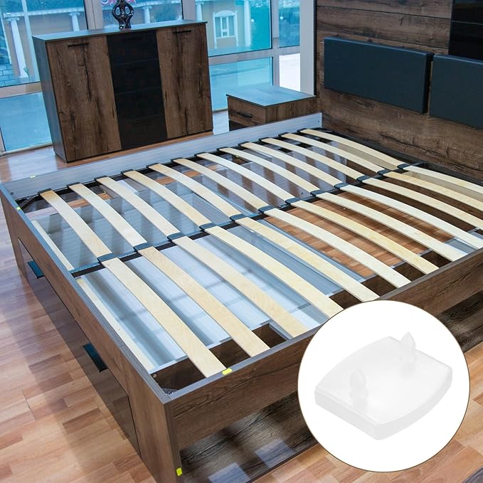 uxcell 12 Pcs 55mm x 9mm Plastic Bed Slat Center Caps, Bed Slat Cover Replacement Holders Furniture Accessories Support for Holding Securing Wooden Base, Clear White