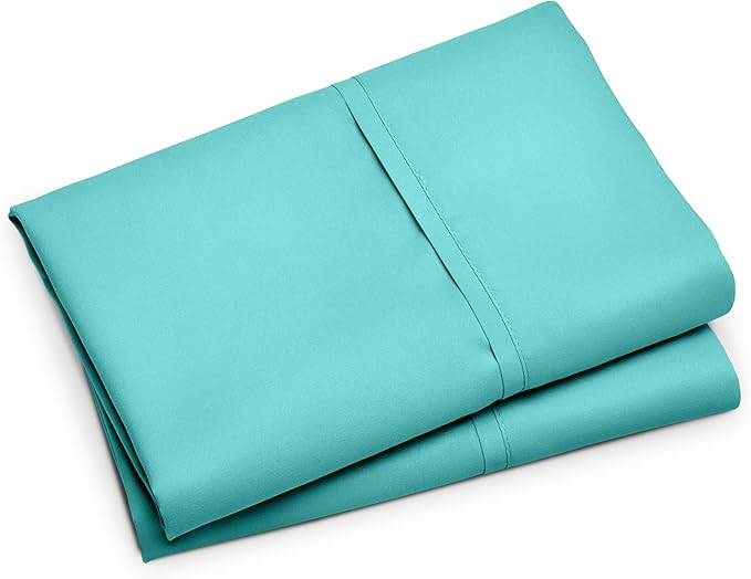 Bare Home Microfiber Pillow Cases - King Size Set of 2 - Cooling Pillowcases - Double Brushed - Turquoise Pillowcases 2 Pack - Easy Care (King Pillowcase Set of 2, Turquoise)