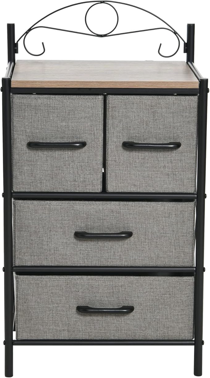 Household Essentials Ashwood Iron & Engineered Wood 4-Drawer Chest