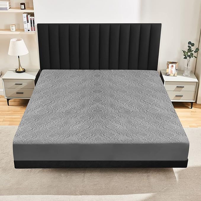 Sufdari Twin Waterproof Mattress Protector, Waterproof Mattress Cover,Breathable & Noiseless Mattress Pad, Waterproof Quilted Fitted Sheet Fits Up to 8-18" Deep Pocket