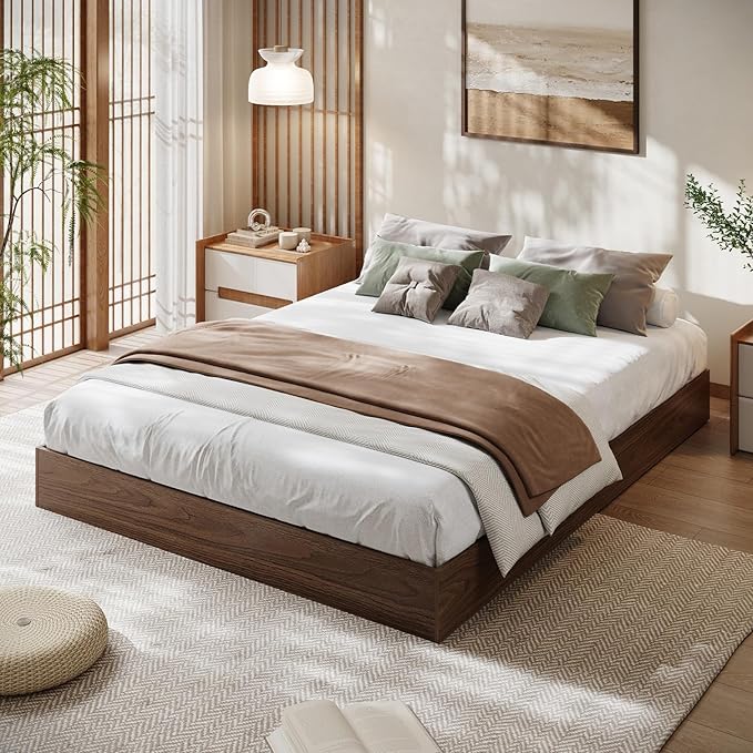 GarveeHome California King Wood Platform Bed Frame,Wooden Bed Frame Without Headboard, Wood Slat Support,No Box Spring Needed, Easy Assembly