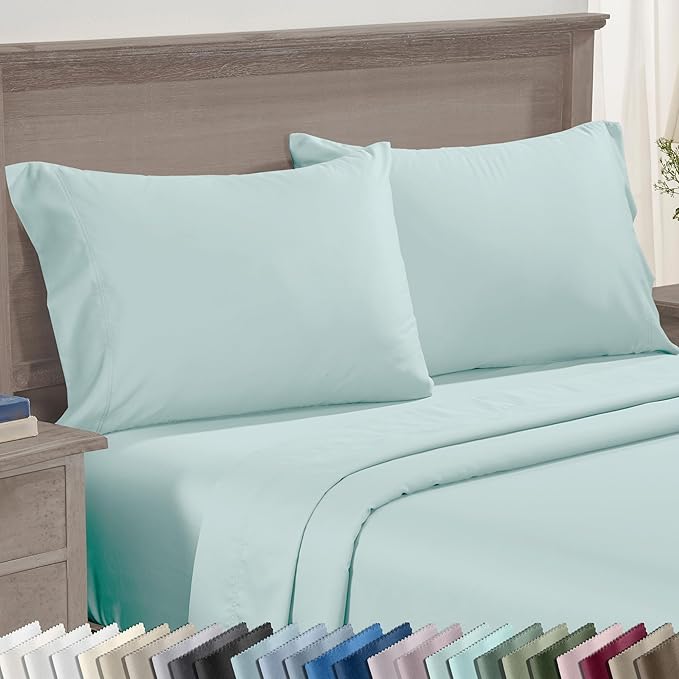 California Design Den King Pillow Cases Set of 2 - Premium 600 Thread Count, 100% Cotton King Pillow Cases, Breathable Sateen, Fits King Pillows - Aqua
