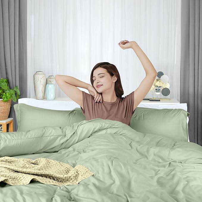 Utopia Bedding Duvet Cover King Size - 3 Piece with Zipper Closure - 1 Comforter Cover 104X90 Inches & 2 Pillow Shams 20X36 Inches (Sage) Comforter Not Included