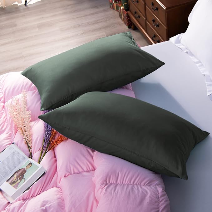 NTBAY Egyptian Cotton King Pillowcases - Set of 2, 500 Thread Count Cotton Pillowcases - Soft and Breathable Envelope Closure Pillow Cases - 20x36 Pillow Covers for Bed, Charcoal Grey