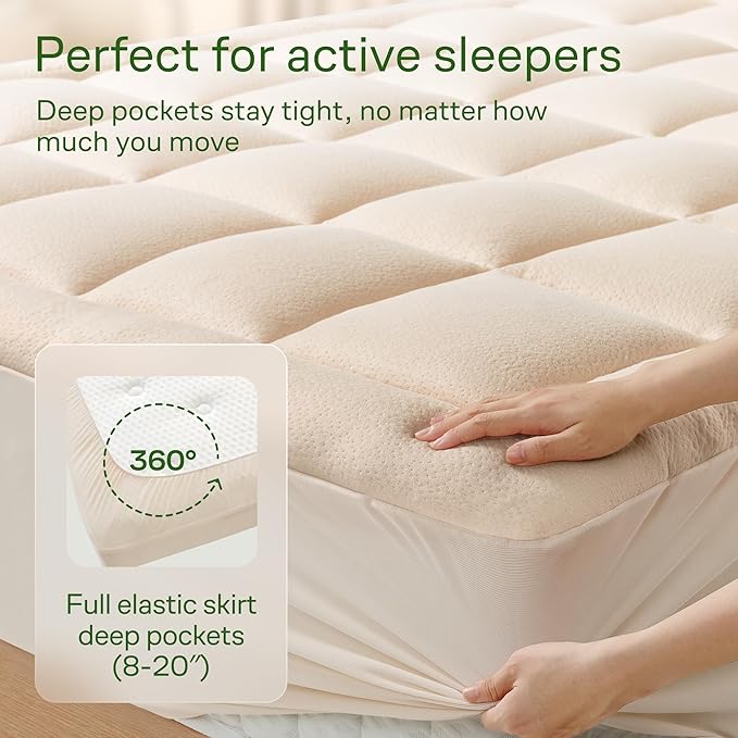 Niagara Sleep Solution Ultra Soft Twin XL Size Mattress Topper - Rayon Derived from Bamboo Pillow Top Mattress Pad for Back Pain Relief - Naturally Cooling for Hot Sleepers, Beige