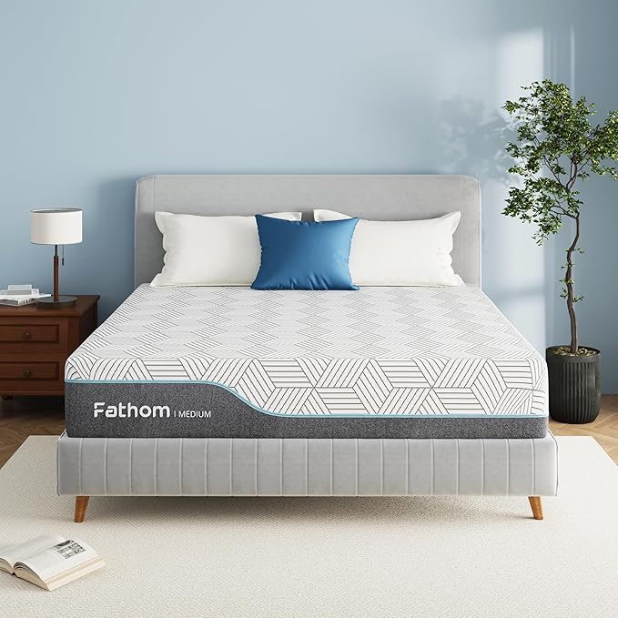 FATHOM Medium California King Mattress 12 Inch Memory Foam Mattress Cal King Bed in a Box for Back Pain Relief and Cool Sleep with Gel Foam and Removeable Fiberglass Free Cover, CertiPUR-US Certified