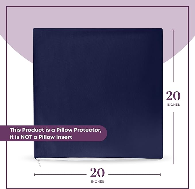 CIRCLESHOME Throw Pillow Protectors - 100% Cotton Breathable Pillowcases - 20 X 20 Square Pillowcases - Protects Pillows from Dirt, Dust and Debris (Square Pillow - 2 Pack- 20x20)