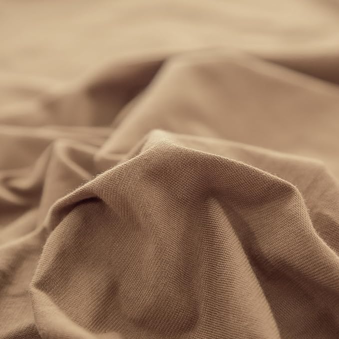 PURE ERA Jersey Knit Duvet Cover Set 100% T-Shirt Cotton Super Soft Comfy 2pc Bedding Set with Zipper Closure (Solid Toffee Brown, Twin)