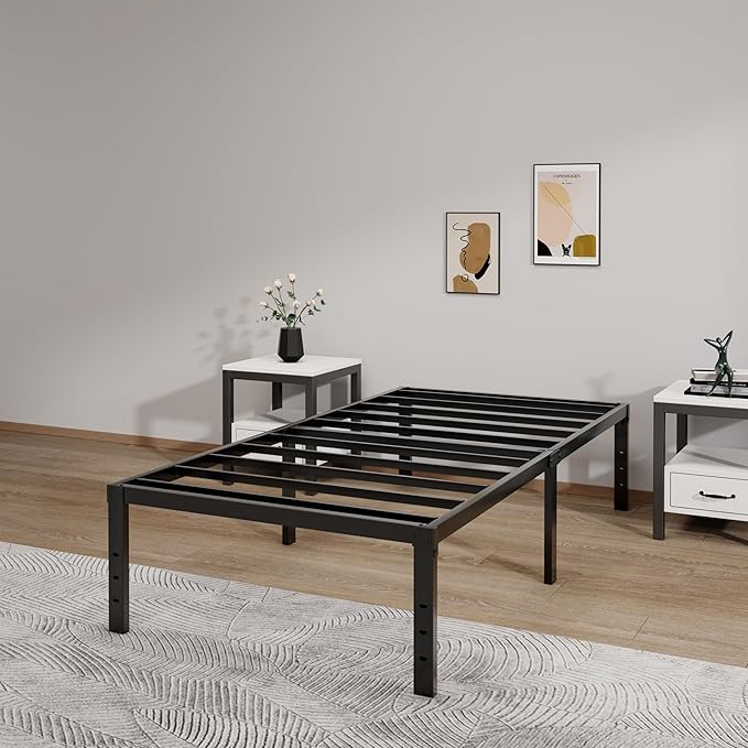LUMUNANCE Metal Bed Frame Twin XL Size - 16 Inch Heavy-Duty Platform Bed Frame No Box Spring Needed, Easy Assembly, Noise-Free, Sturdy Mattress Foundation, Underbed Storage Space