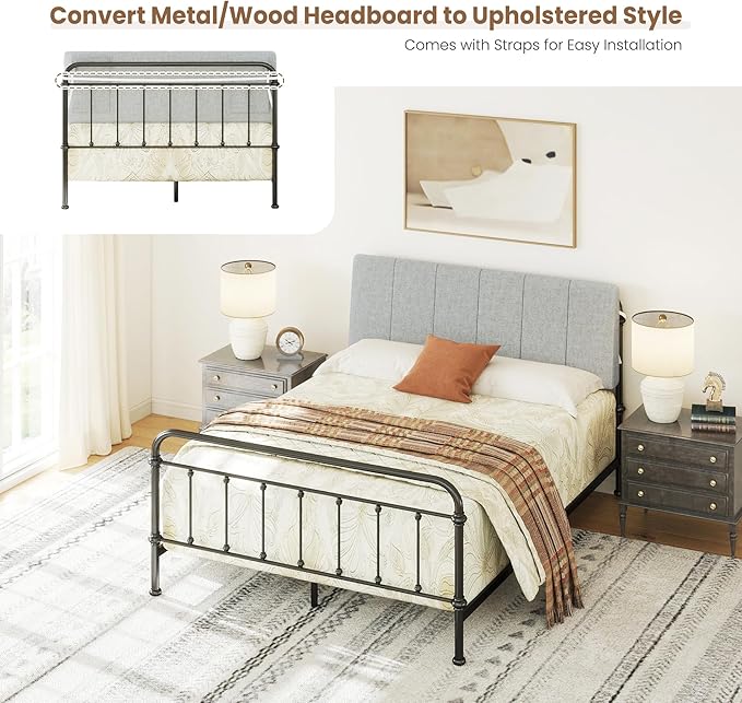 Full Size Headboard Only-No Assembly, Upholstered Headboard Full Size Linen Fabric Modern Style Headboards Extra-Thick, Light Gray