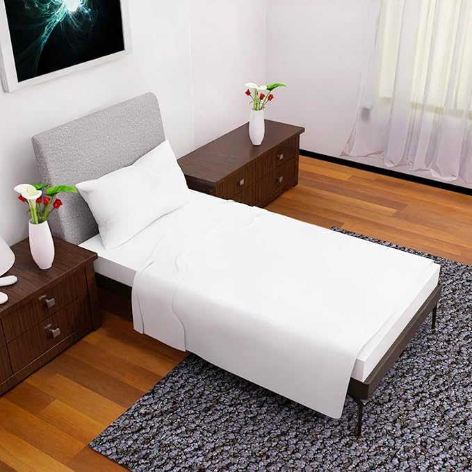 Twin Sheets Set -3 Pcs Set- 16 inch Deep Pockets - Cooling Twin Bed Sheets - Soft Twin Size Sheets - Comfortable Twin Sheet Set for Bedding - Durable Bed Sheets Twin Size (White)