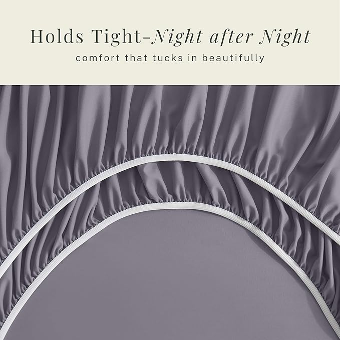 Hearth & Harbor Bed Sheets, Luxury Soft 6 Piece Bed Sheet Set Extra Deep Pocket Fitted Sheets Fits Mattress up to 21", Double Brushed Bedding Sheets & Pillowcases, Cal King, Purplish Gray