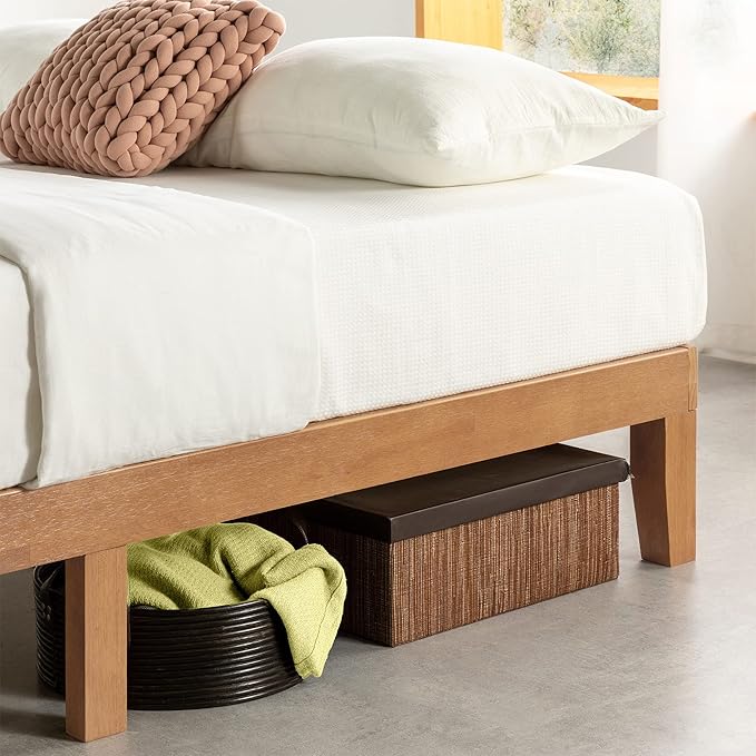 Mellow Naturalista Classic - 12 Inch Solid Wood Platform Bed with Wooden Slats, No Box Spring Needed, Easy Assembly, King, Natural Pine
