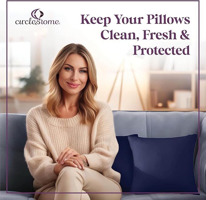 CIRCLESHOME Throw Pillow Protectors - 100% Cotton Breathable Pillowcases - 18 X 18 Square Pillowcases - Protects Pillows from Dirt, Dust and Debris (Square Pillow - 4 Pack- 18x18)