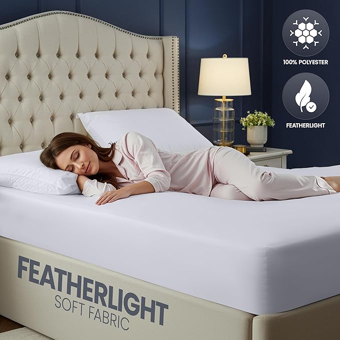 Utopia Bedding Waterproof 5-Sided Mattress Protector Full Size, Premium Breathable Mattress Cover, Fitted Style with Stretchable Pockets (White)