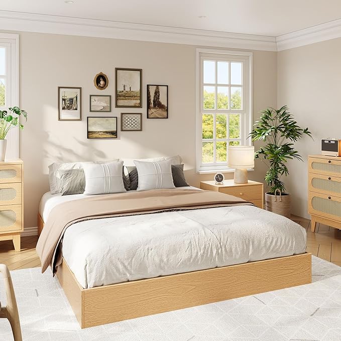 IDEALHOUSE Platform Bed Frame Twin XL Size,Wooden Slat Support,No Box Spring Needed, Easy Assembly, Pine