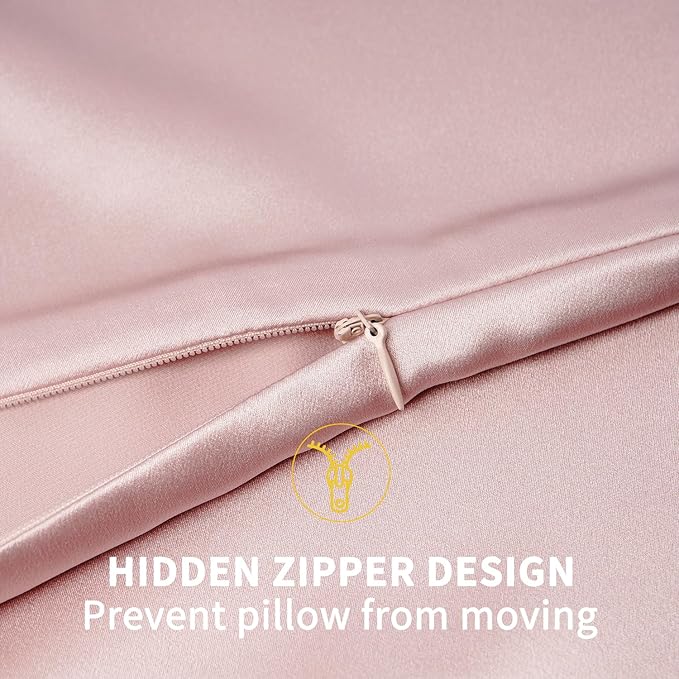 ZIMASILK 100% Pure Mulberry Silk Pillowcase for Hair and Skin Health,Soft and Smooth,Both Sides Premium Grade 6A Silk,600 Thread Count,with Hidden Zipper,1pc(Standard 20''x26'',Pale Pink)