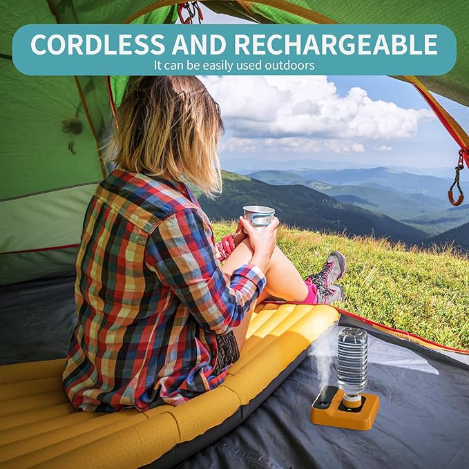 Travel Humidifier, Portable Small Humidifier for Plants, Bedroom, Office, Hotel or Car, 5000mAh Battery Operated Mini Cool Mist Humidifiers, Quiet 23dB, Auto-off, Night Light & BPA-Free, Orange