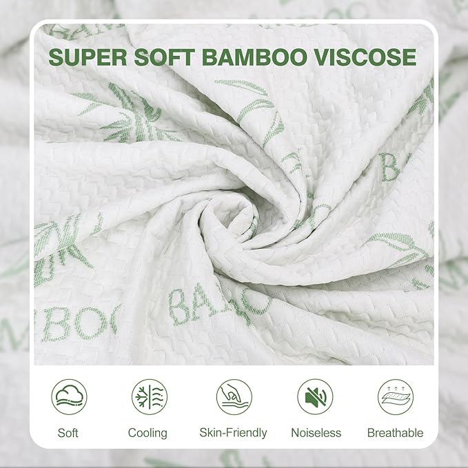 Waterproof Mattress Protector California King Size, Cooling Breathable Mattress Cover for California King Bed, Noiseless Bed Pad Cover, Deep Pocket 6''–18'', Green