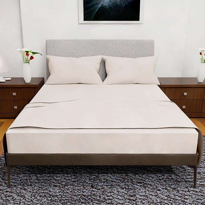 California King Sheet Sets – 4Pcs Cal King Bedding Set, Deep Pocket, Double Brushed Microfiber, Fade Resistant, Soft & Breathable Bed Sheets for Ultimate Comfort(Ivory)