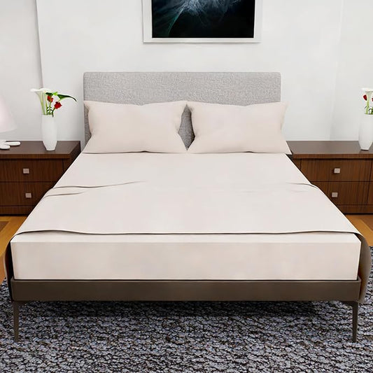 California King Sheet Sets – 4Pcs Cal King Bedding Set, Deep Pocket, Double Brushed Microfiber, Fade Resistant, Soft & Breathable Bed Sheets for Ultimate Comfort(Ivory)
