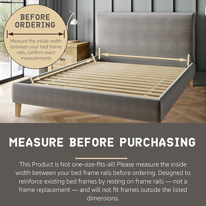 Hercules Xtreme Bed Frame Support Slats, Heavy-Duty Solid Pine Wood Bunkie Board Under Bed-Support, Wooden Support Board for Sagging, King Size