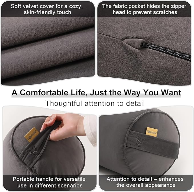 Body Pillow for Adults,Long Round Pillow,Big Cylindrical Pillow,Large Full Bolster Pillows for Side Sleepers (Steel Gray, 39.37"*7.87")