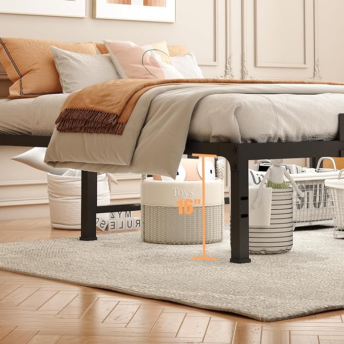 FUIOBYVV Twin XL Bed Frames 18 Inch Heavy Duty Metal Platform Bed Frame Twin Size Support Up to 3500 lbs,No Box Spring Needed,No Shaking,Steel Slat Support,Noise Free,Easy Assembly