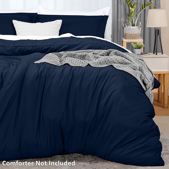Utopia Bedding Duvet Cover Full Size - 3 Piece with Zipper Closure - 1 Comforter Cover 80X90 Inches & 2 Pillow Shams 20X26 Inches (Navy) Comforter Not Included