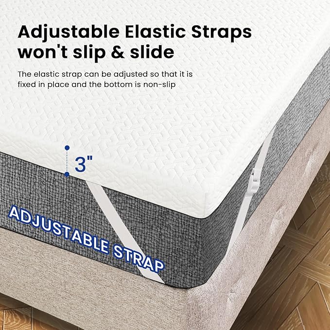 Czpalo 3 Inch Gel Memory Foam Mattress Topper Queen, Cooling Mattress Topper with Removable & Washable Bamboo Cover, CertiPUR-US Certified