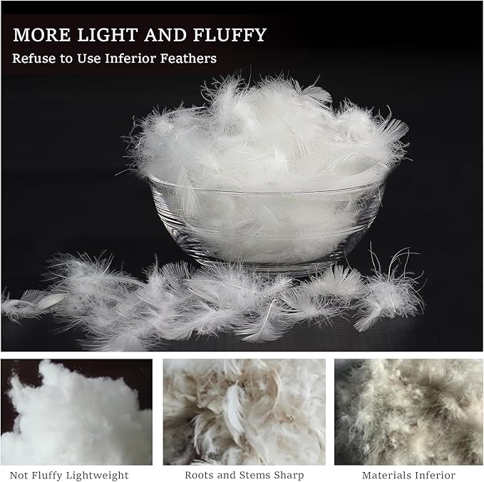 MOOX Down Feathers Pillow Filling Stuffing with 10% Goose Down 90% Feather Fluffy Blend Fill DIY Upholstery Crafts for Couch Cushions Bed Pillow Inserts Stuffing (4.0, Pounds)