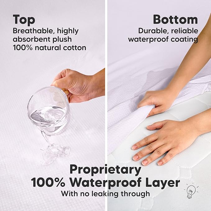 2-Pack Waterproof Crib Mattress Protector Cover Fitted - Quiet Baby Crib Mattress Pad Sheets, 52" x 28" Soft Quilted Cotton Baby Sheet, Machine Washable, Easy Fit, Durable (Thistle/Quin)