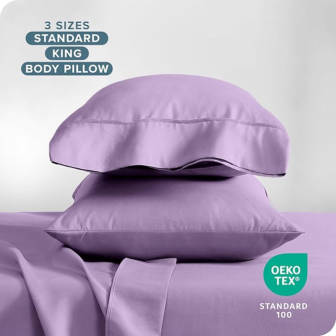 Bare Home Microfiber Pillow Cases - King Size Set of 2 - Cooling Pillowcases - Double Brushed - Lavender Pillowcases 2 Pack - Easy Care (King Pillowcase Set of 2, Lavender)