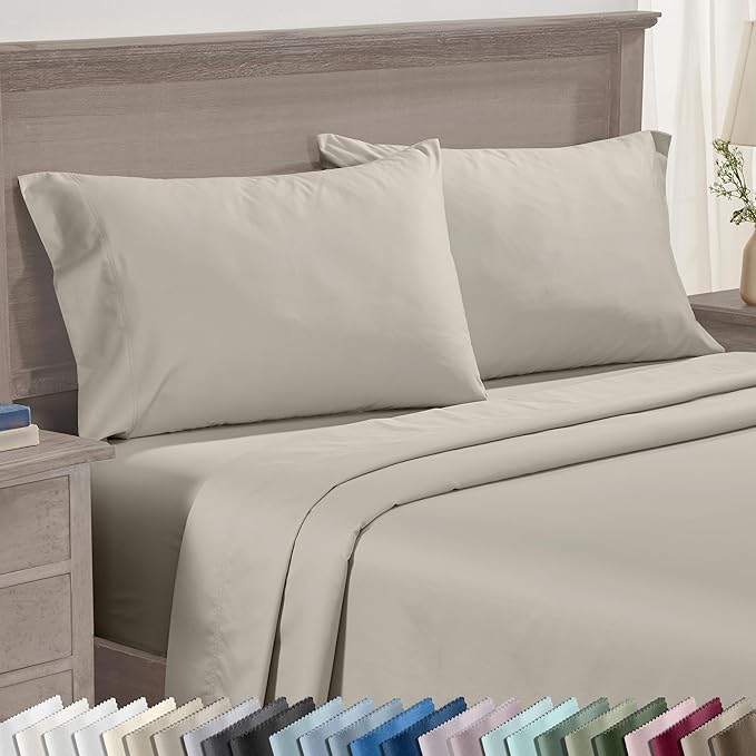 California Design Den Premium Standard/Queen Size Pillow Cases Set of 2-600 Thread Count Sateen, Natural 100% Cotton Pillow Cover, Crisp, Durable Bedding - Soft Linen