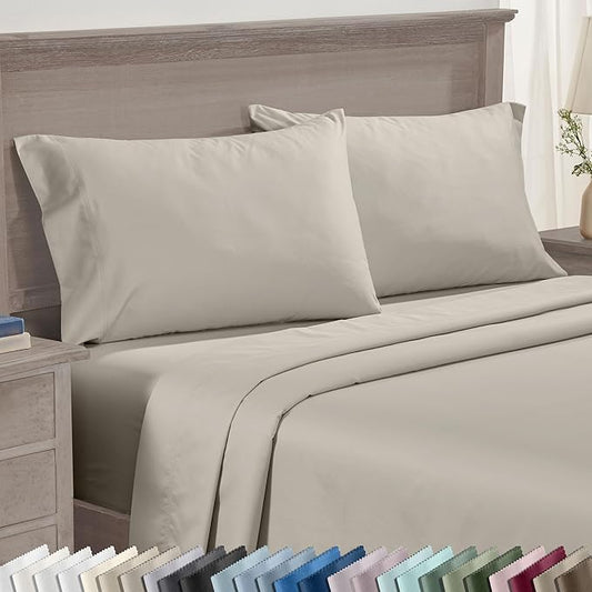 California Design Den Premium King Size Pillowcases Set of 2-600 Thread Count Sateen, Natural 100% Cotton Pillowcases King, Crisp, Durable Bedding - Soft Linen