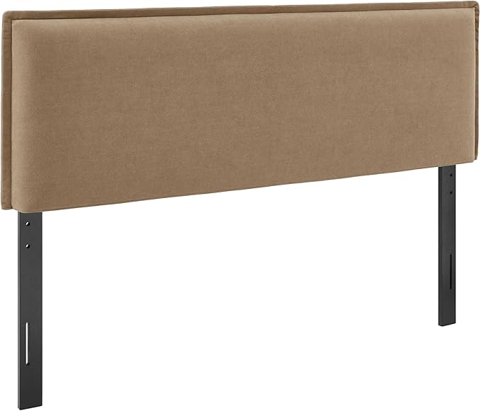 Modway Camille King Size Upholstered Linen Blend Headboard with Removable Slipcover – in Almond - Padded Pillow Style Headboard with Adjustable Mounting for King Beds