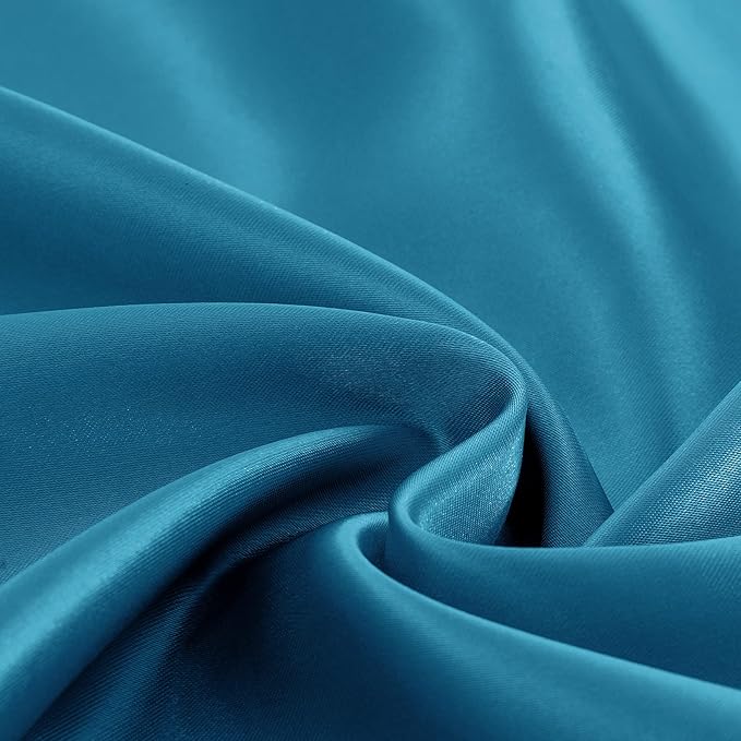 Homiest 4pcs Satin Sheets Set Luxury Silky Satin Bedding Set with Deep Pocket 1 Fitted Sheet + 1 Flat Sheet + 2 Pillowcases (King Size, Lake Blue)