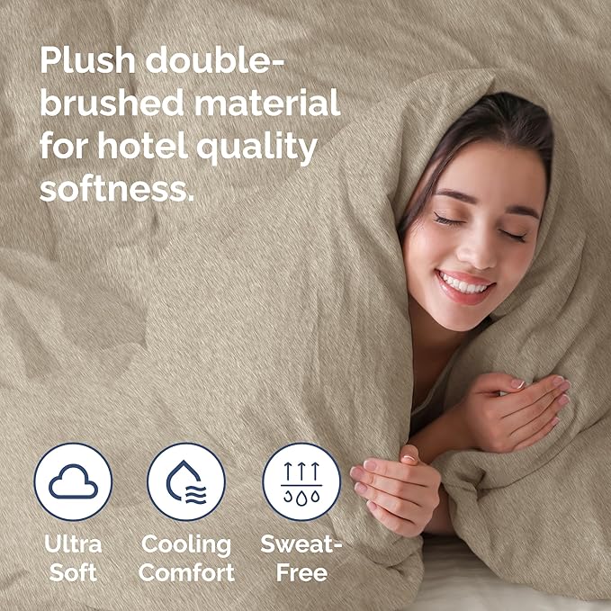 Duvet Cover King Size Set - Extra Soft King Duvet Cover 104" x 90" with 2 Pillow Shams - Hotel Luxury, Easy Care & Fade Free with Zipper Closures & Ties - Comfy, Cozy & Breathable (Heathered Beige)