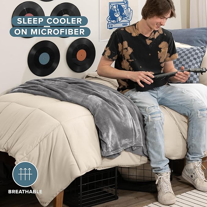 Bare Home Comforter Set - Twin/Twin Extra Long Size - Ultra-Soft - Goose Down Alternative - Premium 1800 Series - All Season Warmth (Sand)