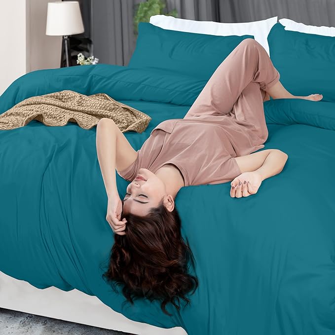 Utopia Bedding Duvet Cover Queen Size - 3 Piece with Zipper Closure - 1 Comforter Cover 90X90 Inches & 2 Pillow Shams 20X26 Inches (Denim Blue) Comforter Not Included
