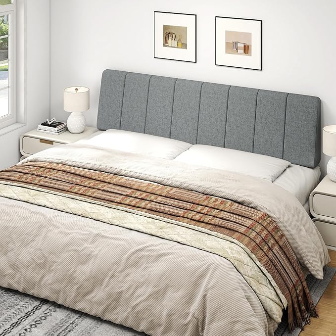 King Size Headboard Only-No Assembly, Upholstered Headboard King Size Linen Fabric Modern Style Headboards Extra-Thick, Dark Gray
