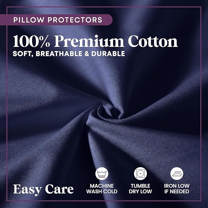 CirclesHome Wedge Pillow Cover 100% Cotton, Zippered Wedge Pillow Case Protector, Soft, Hypoallergenic & Breathable - Navy, (24Wx25Lx12)